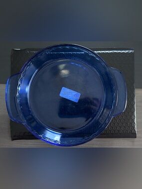 Blue Glass Serving Dish - Deep Cobalt Round Baker